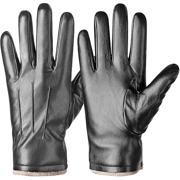 Alepo Winter PU Leather Gloves For Men, Warm Thermal Touchscreen